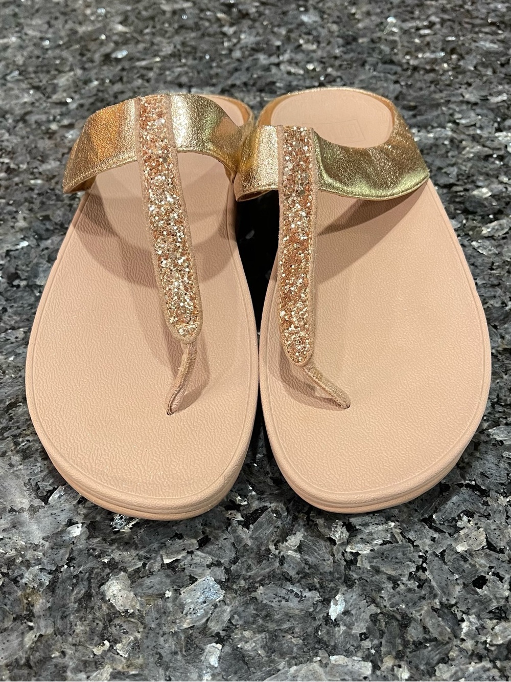 FitFlop Fino Rose Gold Strap Wedge Sandals 10